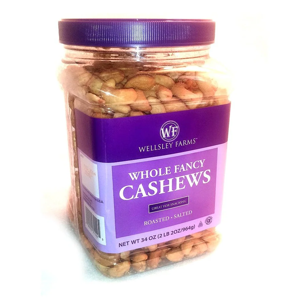 Wellsley Farms Roasted & Salted Cashews, 34 oz jar