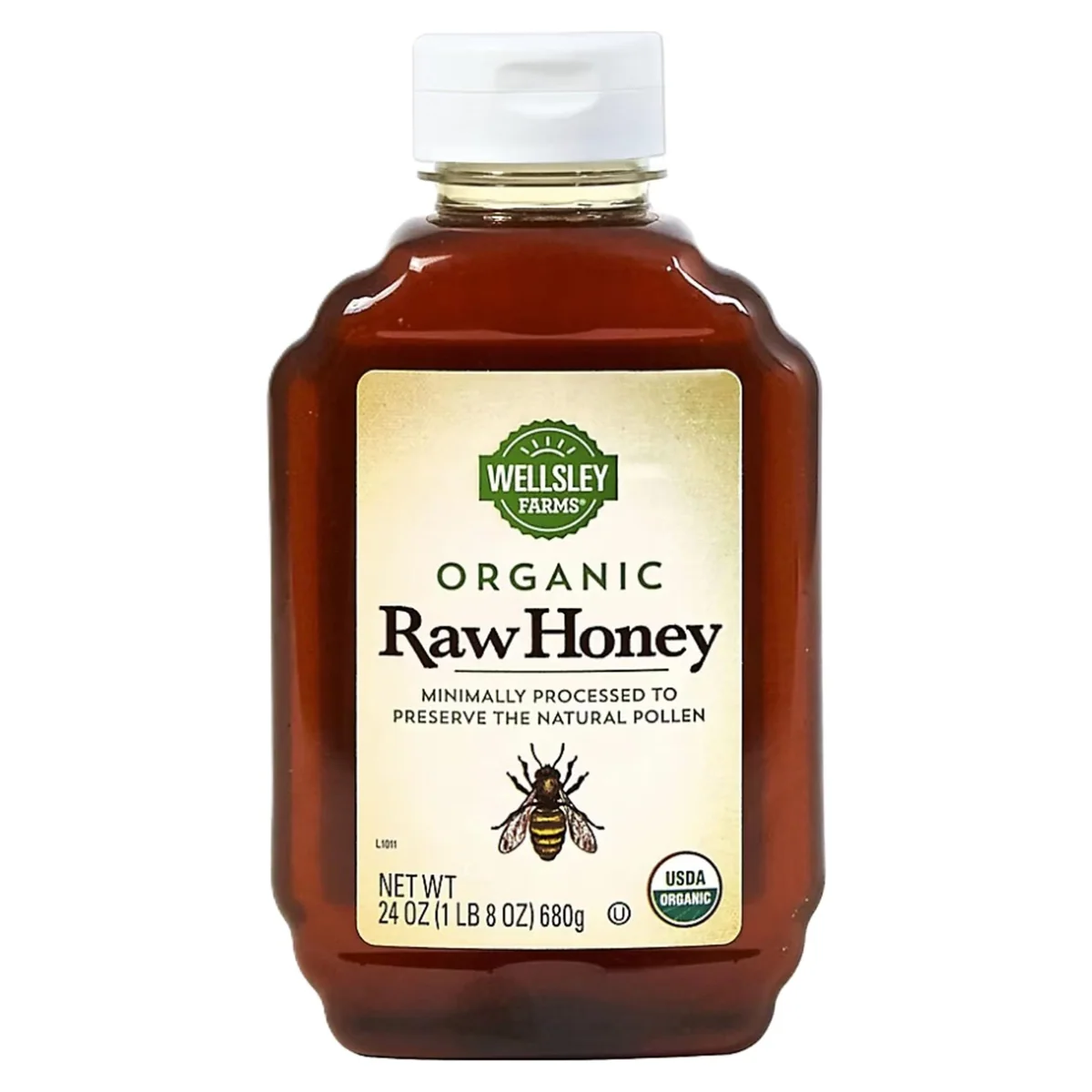 Wellsley Farms Organic Raw Honey, 24 oz bottle