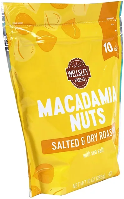 Wellsley Farms Macadamia Nuts, Salted & Dry Roasted, 10 oz pouch