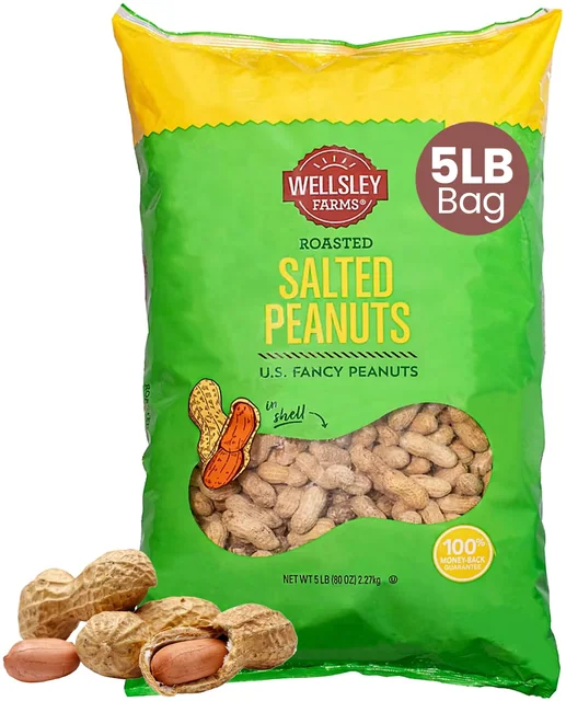 Wellsley Farms Salted Roasted Peanuts in the Shell, 5 lb bag