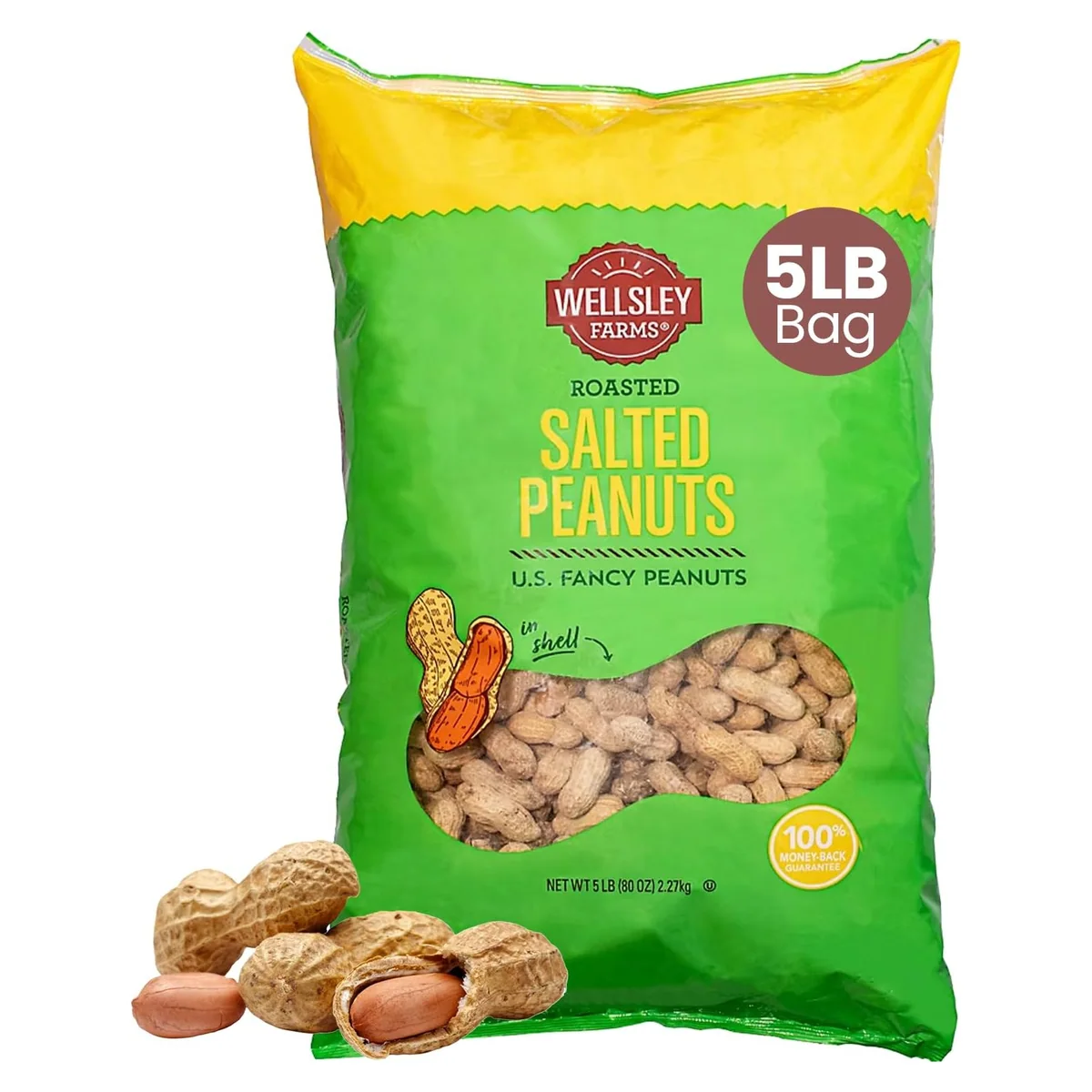 Wellsley Farms Salted Roasted Peanuts in the Shell, 5 lb bag